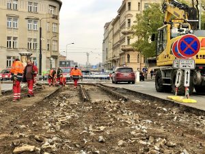 Obnova tramvajové trati v Opletalově ulici. Autor: DPP/Daniel Šabík