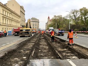 Obnova tramvajové trati v Opletalově ulici. Autor: DPP/Daniel Šabík