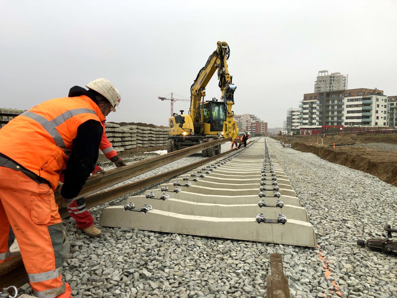 Stavba tramvajové trati z Barrandova do Holyně. Foto: Daniel Šabík / DPP