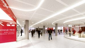 Vylepšený podchod pod brněnským hlavním nádražím, vizualizace. Pramen: Kancelář architekta města Brna