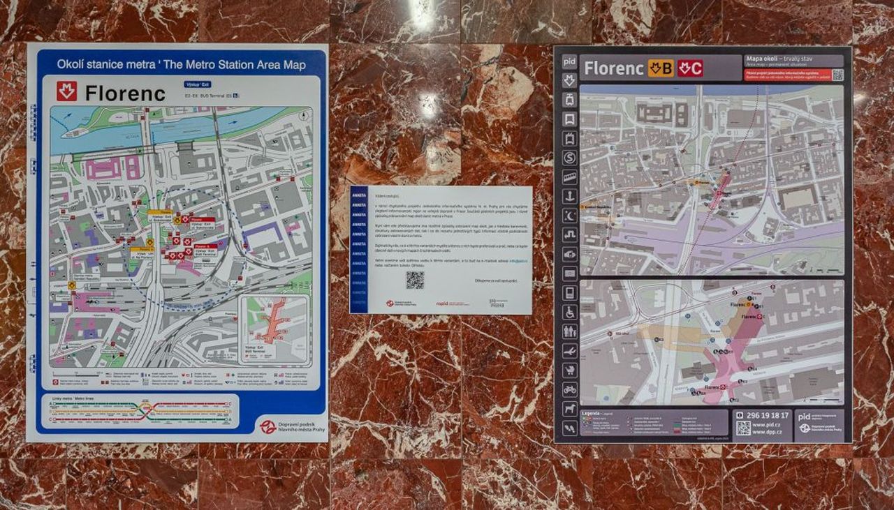 Původní a nová (vpravo) podoba map ve stanicích metra. Foto: Ropid