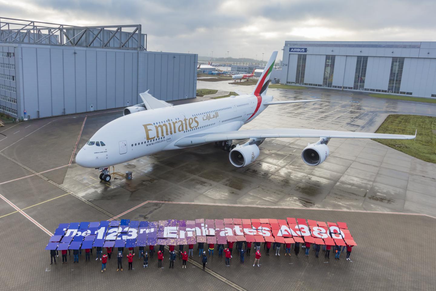 Poslední A380 před odletem z Hamburku. Foto: Airbus