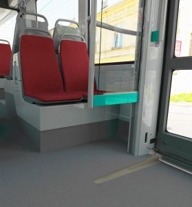 Interiér tramvaje pro Košice. Foto: Pesa