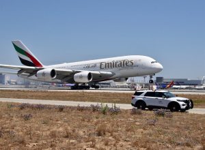 Airbus A380 Emirates v Los Angeles. Foto: LAX