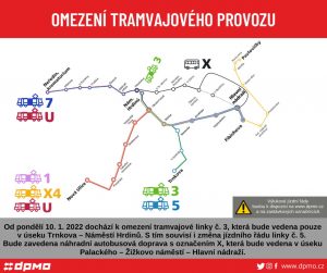 Omezení tramvajového provozu v Olomouci od 10. ledna. Foto: DPMO