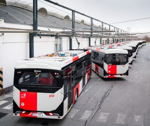 Nové elektrobusy Škoda E’City 36 BB v garážích Vršovice. Foto: Petr Hejna / DPP