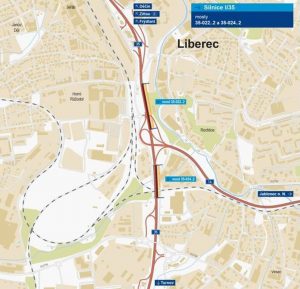 Mapa úseků I/35 v Liberci, které projdou rekonstrukcí a uzavírkou do října 2023. Foto: ŘSD