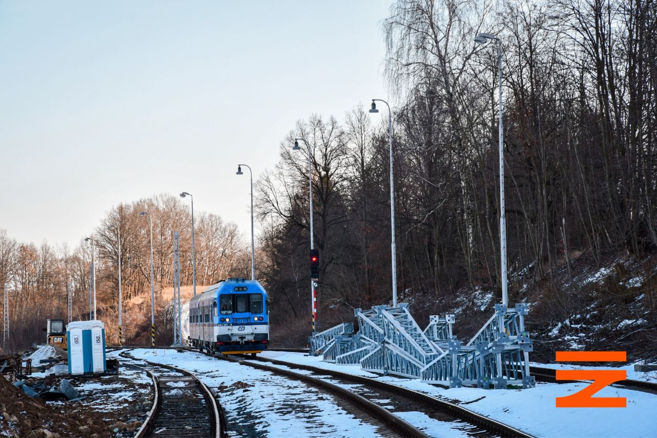 Modernizace trati Šumperk - Uničov ve stanici Libina, troubelické zhlaví. Foto: Správa železnic