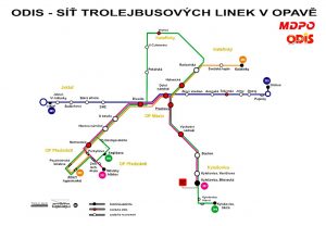 Síť trolejbusových linek v Opavě od 1.3. 2022. Foto: opava-city.cz
