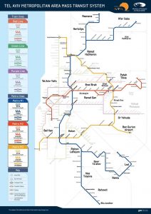 Mapa sítě metra a tramvají v Tel Avivu. Foto: NTA