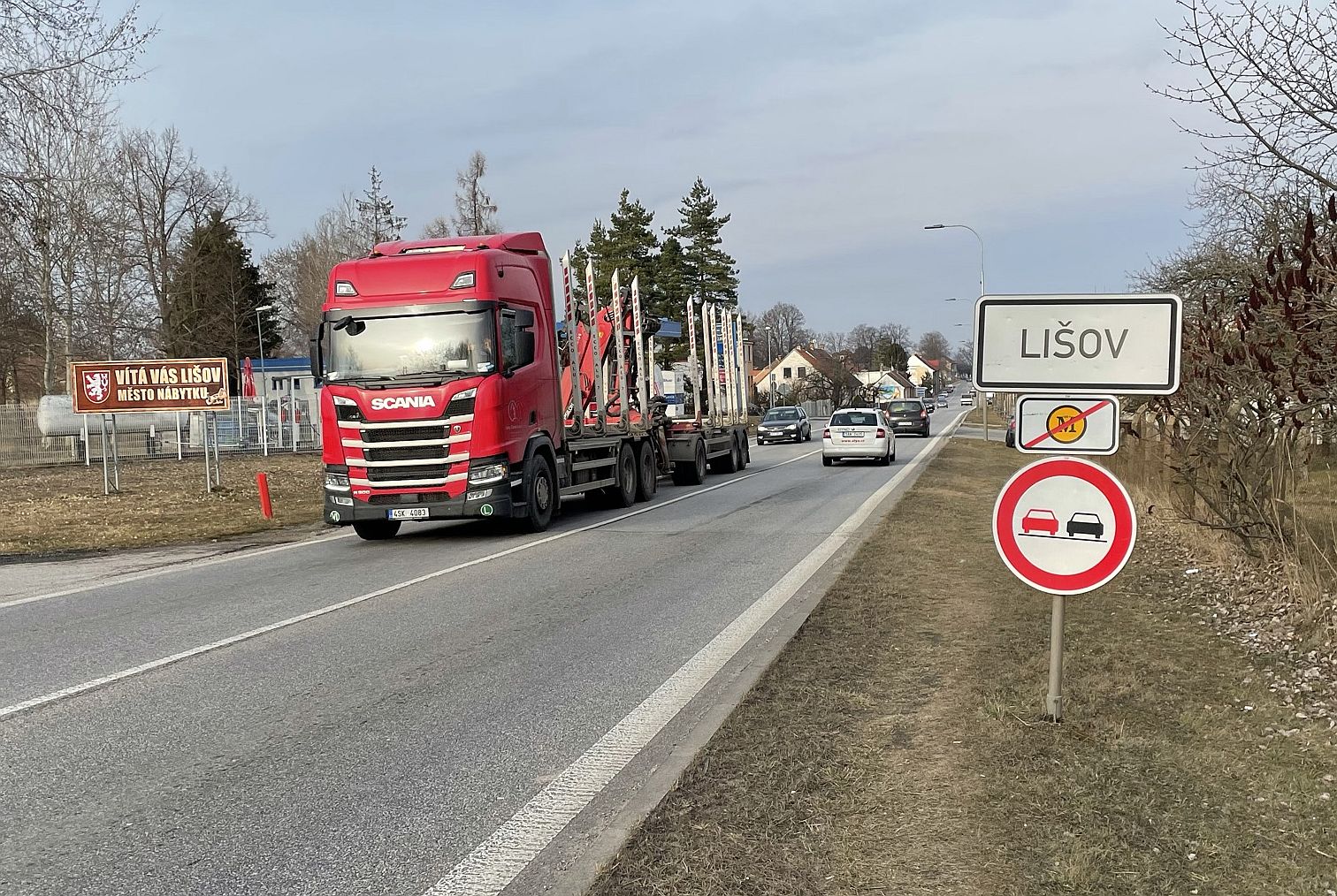 Silnice I/34 v Lišově. Autor: Zdopravy.cz/Jan Šindelář
