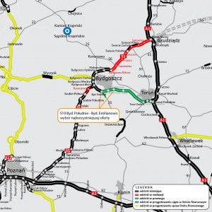 Budoucí plány na silniční výstavbu Bydhošť - Toruň. Zdroj: gov.pl