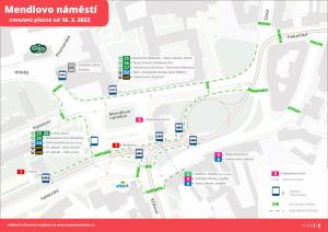 Omezení na Mendlově náměstí od 16.3. 2022. Foto: Kopeme za Brno