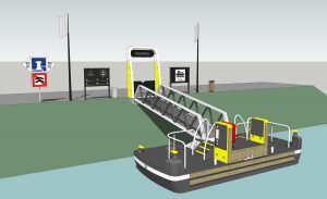 Vizualizace labského přístaviště se vstupní branou. Pramen: ŘVC