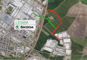 Plán nového přemostění přes D10. Foto: Škoda Auto