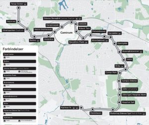 Mapa nové tramvajové linky v Odense. Foto: Odense Letbane