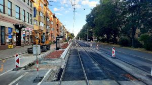 Oprava tramvajové trati na Palackého třídě v Brně. Foto: DPMB