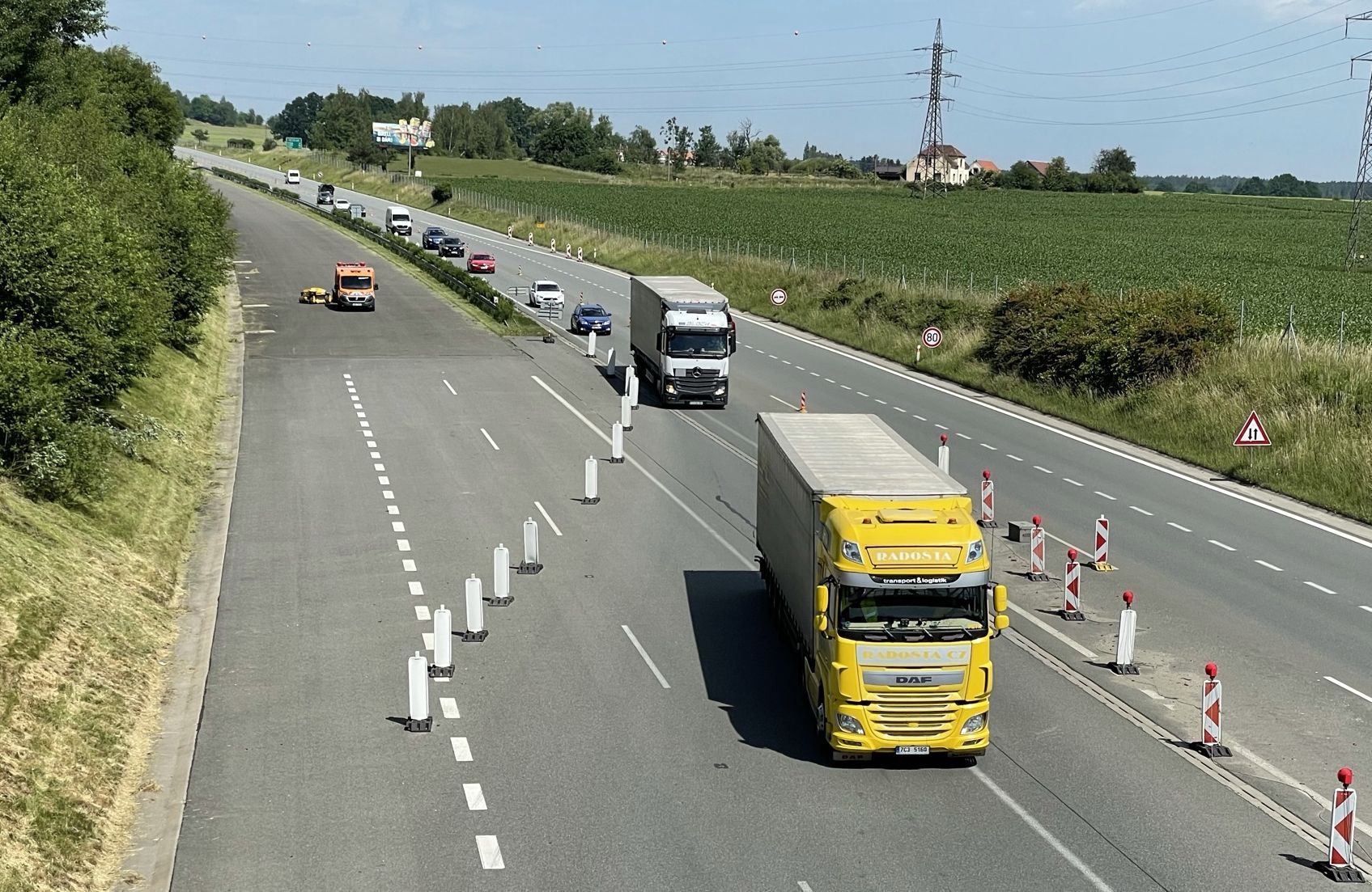 Zúžená dálnice D3 u Tábora. Stav, který řidiči znali dlouhá léta. Autor: Zdopravy.cz/Jan Šindelář