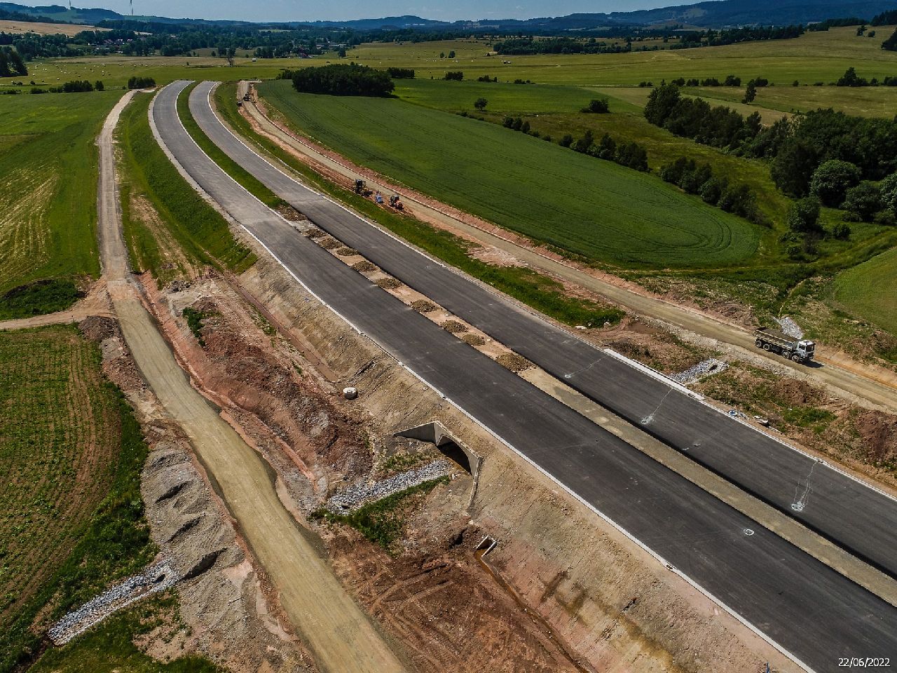 Stav rychlostní silnice S3 v Polsku na konci června 2022. Foto: GDDKiA