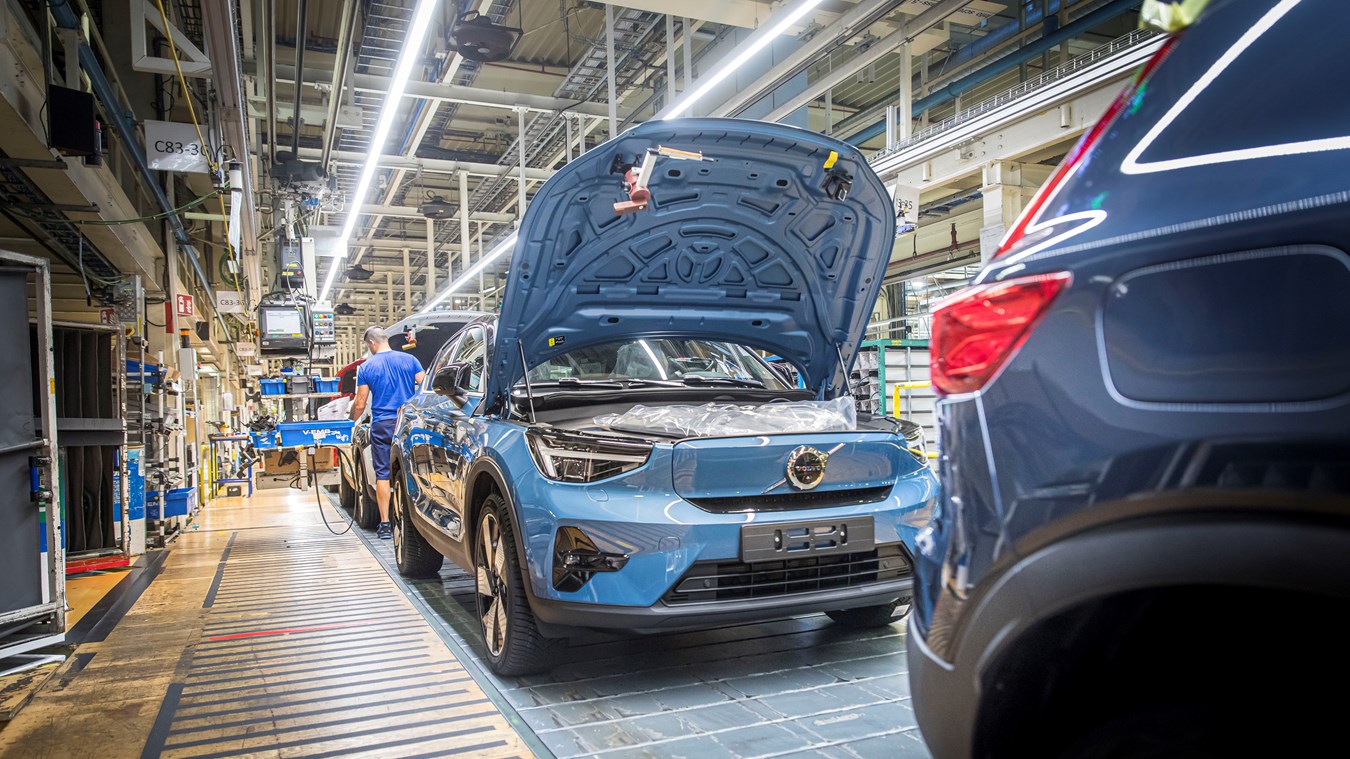 Výroba elektromobilů Volvo C40 v belgickém Gentu. Pramen: Volvo Cars