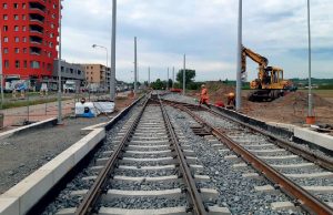 Stavba nové tramvajové trati v Olomouci. Foto: OHLA ŽS