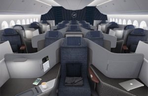 Interiér byznys třídy Boeingu 787. Foto: Lufthansa