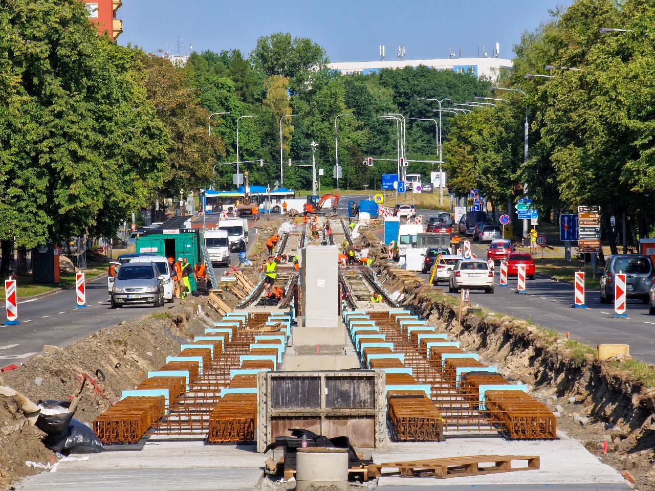 Rekonstrukce tramvajové trati na Opavské ulici v Ostravě. Foto: DPO
