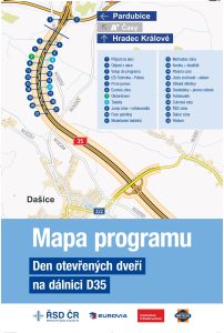 Mapa pro den otevřené dálnice na D35. Foto: ŘSD
