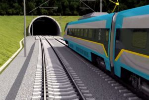Úsek IV. koridoru Nemanice - Ševětín, vizualizace. Pramen: Správa železnic