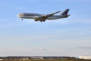 Boeing 747-8 BBJ Qatar Amiri Flight přistává v Praze. Foto: Letiště Praha