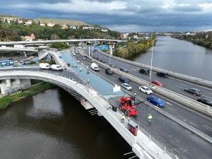 Rekonstrukce Barrandovského mostu, stav na počátku října 2022. Pramen: TSK