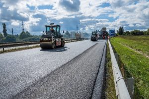 Oprava silnice I/38 k dálnici D1 u Jihlavy. Foto: Strabag
