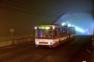 Poslední jízda trolejbusu Škoda 15Tr03/6 ev. č. 567. přes most Edvarda Beneše v Ústí nad Labem. Foto: DPMÚL