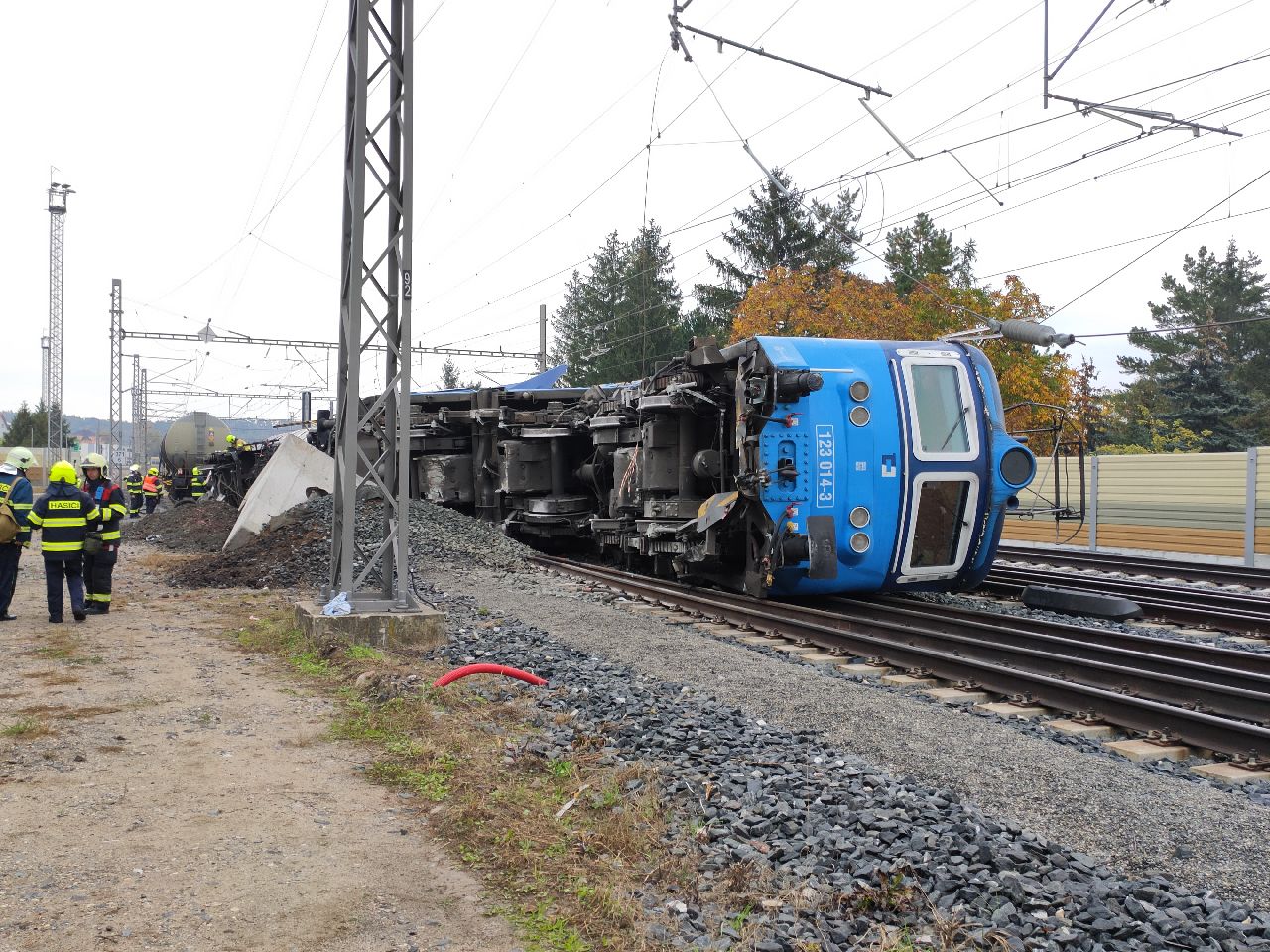 Vykolejení nákladního vlaku ČD Cargo v Poříčanech. Foto: Drážní inspekce