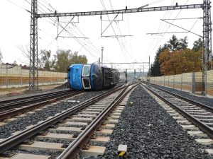 Vykolejení nákladního vlaku ČD Cargo v Poříčanech. Foto: Drážní inspekce