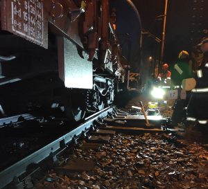 Vykolejení nákladního vlaku v Horních Počernicích. Foto: Drážní inspekce