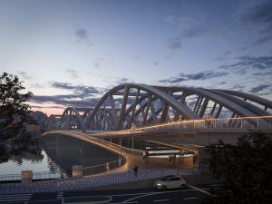 Vyšehradský most, návrh, 3. místo. Autor: Sudop Praha