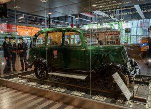 První drezína Tatra byla na hlavním nádraží vystavena v květnu 2021. Pramen: Správa železnic
