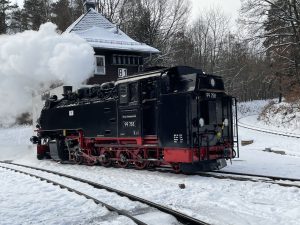 Pravidelný parní vlak v Bertsdorfu. Foto: Jan Sůra / Zdopravy.cz