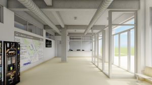 Vizualizace odbavovací haly v budově Uran v Liberci. Foto: re: architekti