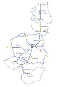 Trasa budoucích vysokorychlostních spojení mezi Českem a Pobaltím. Foto: CPK