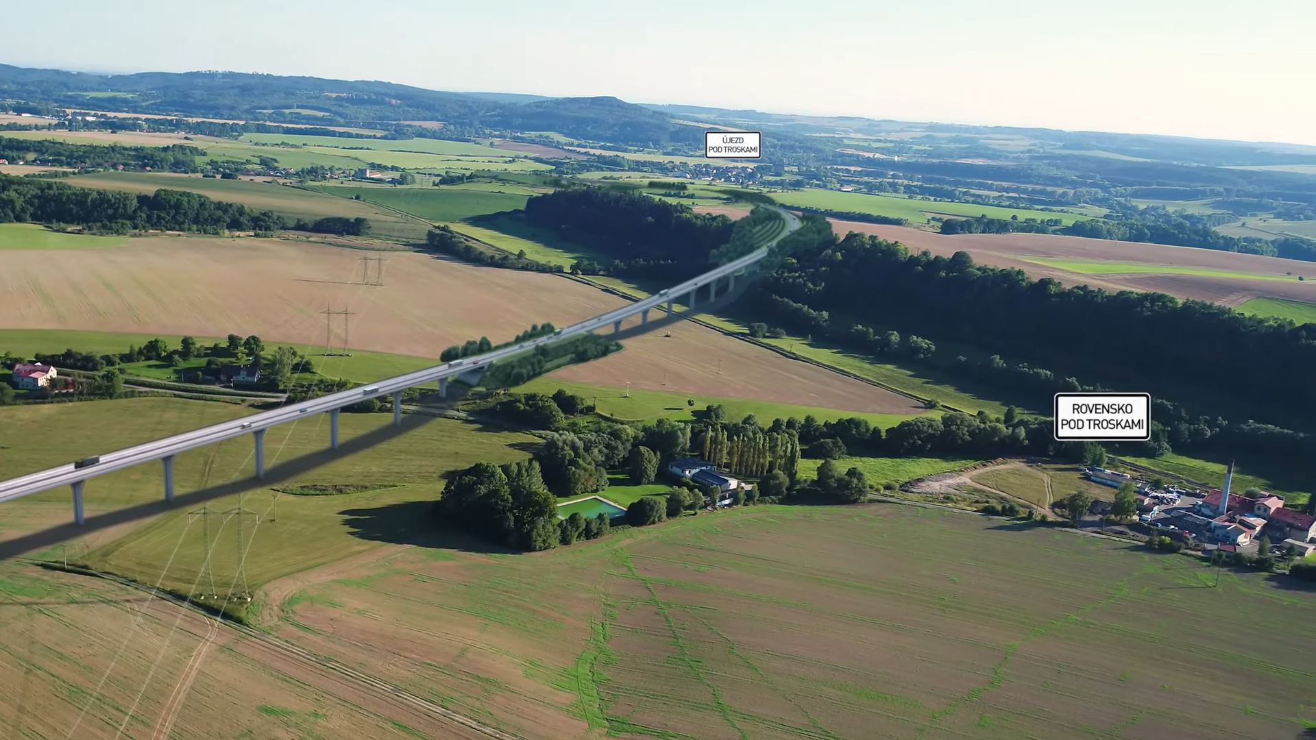Vizualizace nové silnice I/35 kolem Rovenska pod Troskami. Foto: ŘSD
