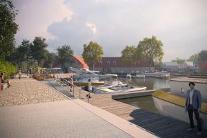 Nové přístaviště Strážnice, Baťův kanál. Vizualizace. Pramen: ŘVC