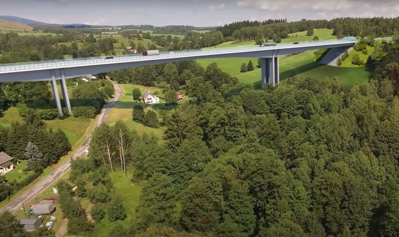 Vizualizace budoucí dálnice D11 Trutnov - státní hranice, most v Lamperticích. Foto: ŘSD