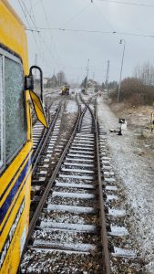 Oprava poškozené trati Tábor - Bechyně po vykolejení vlaku v Malšicích. Foto: Skanska