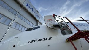 První Boeing 737 MAX v opravnách JOB AIR Technic na ostravském letišti.
Foto: JOB AIR Technic