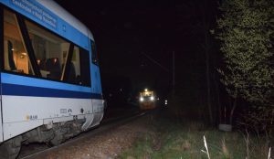 U Jihlavy jely dva vlaky proti sobě, zastavily 28 metrů od sebe. Foto: Drážní inspekce