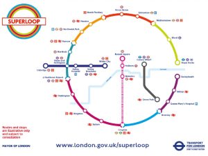 Návrh tras Superloopu v Londýně. Foto: Transport for London