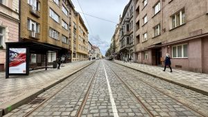 Opravená tramvajová trať na Újezdě. Foto: Daniel Šabík / DPP