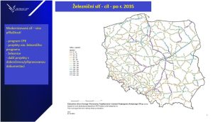 Mapa plánované žel. sítě v Polsku po r. 2035. Zdroj: CPK 